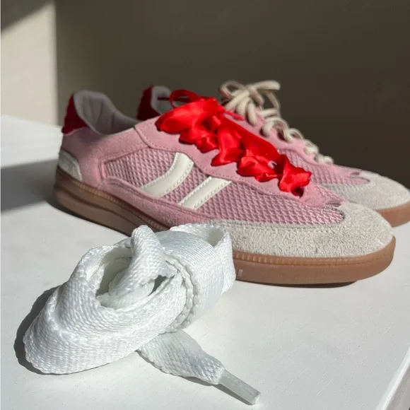 Coolway Pink and Red Retro Sneakers with Gum Sole - Picture 2 of 5